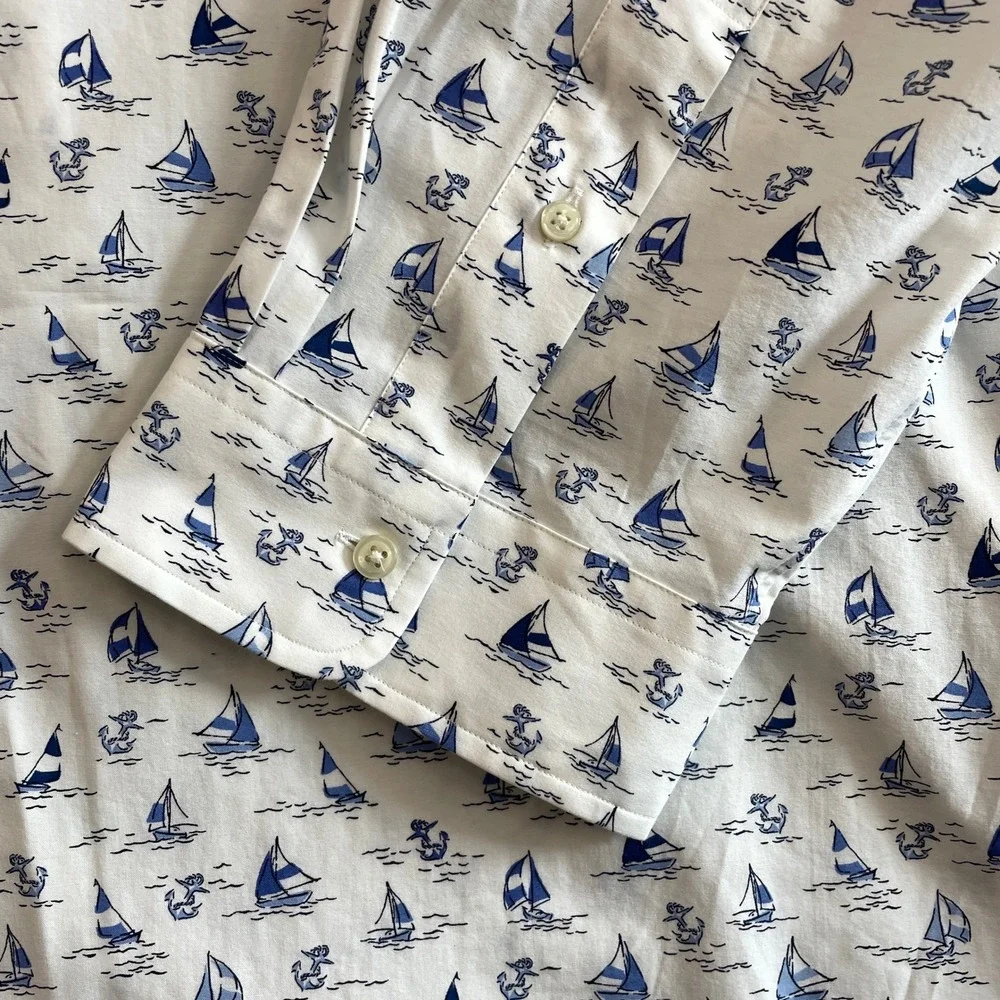 Polo‎ Ralph Lauren Mens 5XB Stretch Classic Fit Sailboat Print Shirt